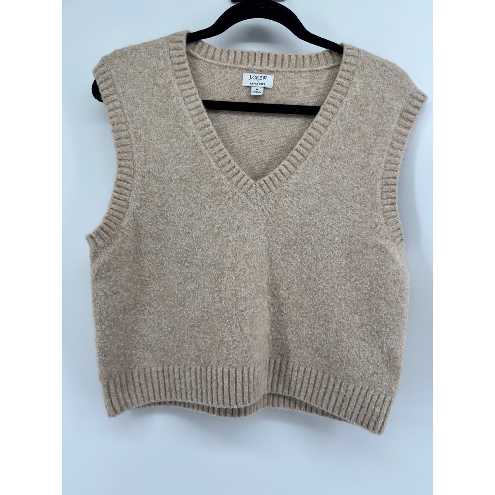 J.Crew Extra-Soft V-Neck Sweater Vest Oatmeal Beige Heather Medium